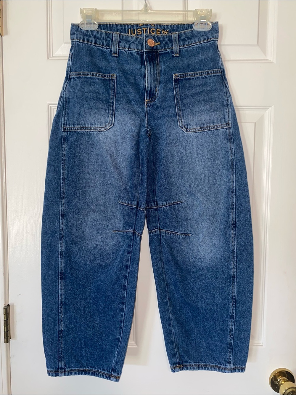 Justice Girls Blue Relaxed Barrel Jeans